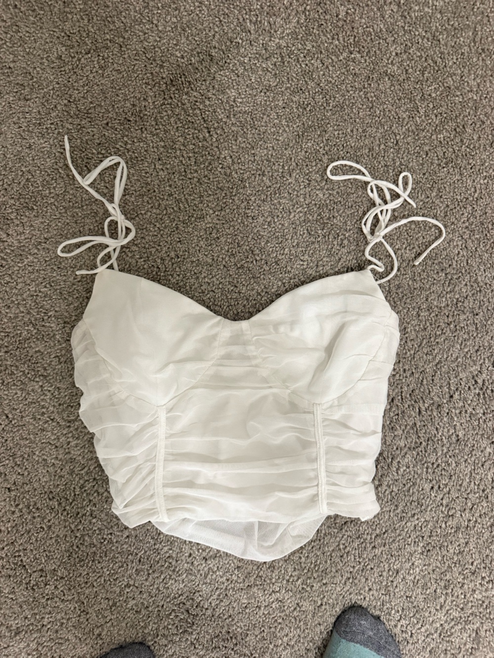 Princess Polly White Ruched Tie-Strap Bustier Top